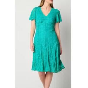 Rabbit Rabbit Rabbit Short Sleeve Lace Fit Flare Dress 24W